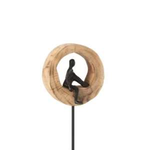 Dekoration Figur Figurer Tänk Ring Låg Mangoträ/Aluminium Onyx 17,5x9x39,5