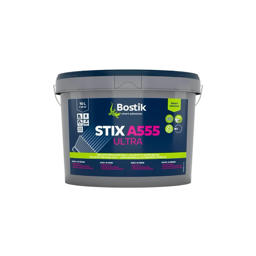 BOSTIK STIX A555 ULTRA - 10L - för de flesta underlag inomhus, highly hög limstyrka..