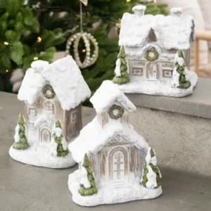 Juldekoration Inomhus set om tre Hus Snöstad Mix