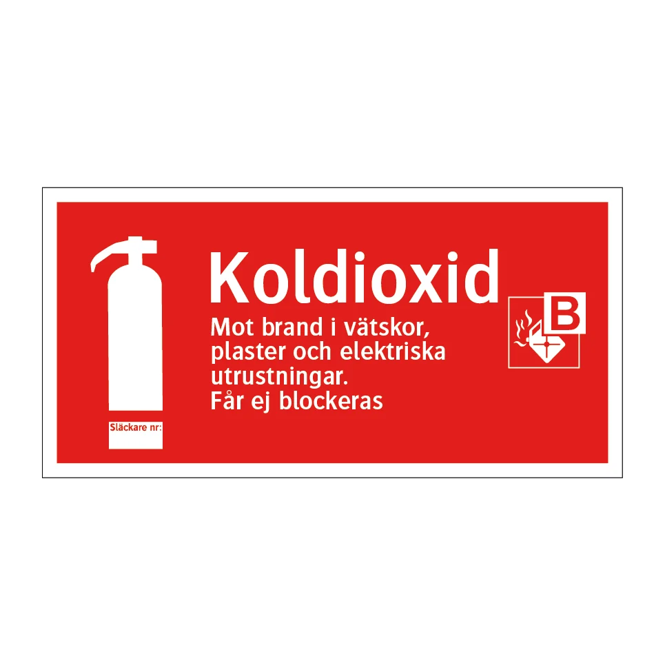 Brandsläckare Koldioxid 200x100mm