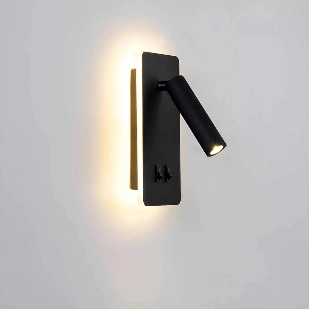 Minimalistisk Cylinder-Vägglampa - Roterande Vägglampa av Järn Svart