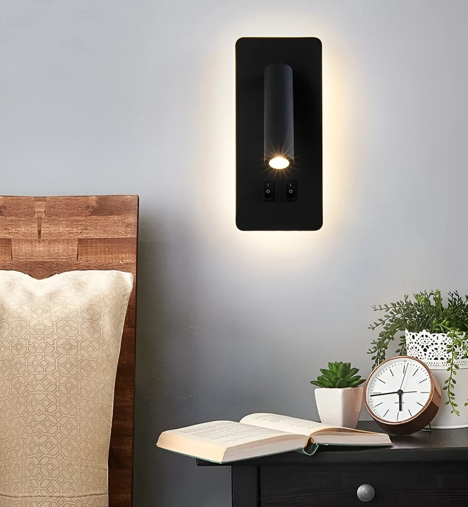 Minimalistisk Cylinder-Vägglampa - Roterande Vägglampa av Järn Svart