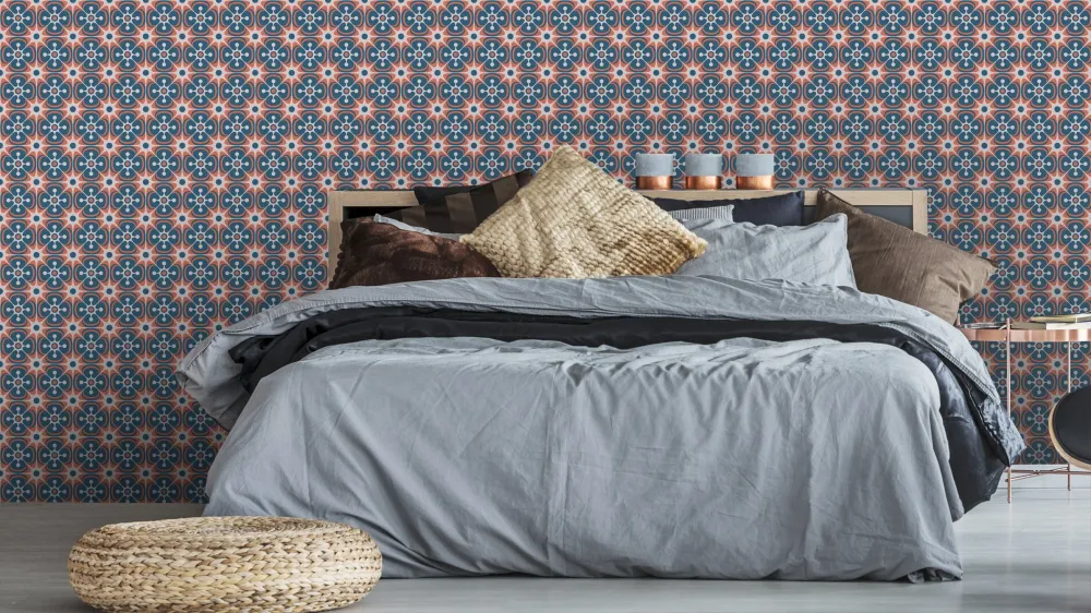 Reveal Tapet Tile Flowers - Rednblue