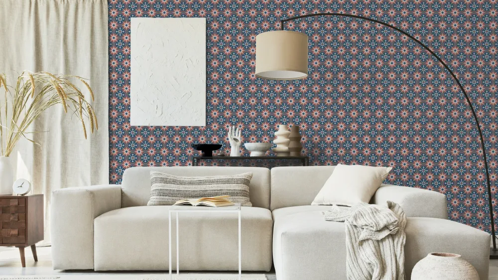 Tile Flowers - RödnBlå - ASTM Certified