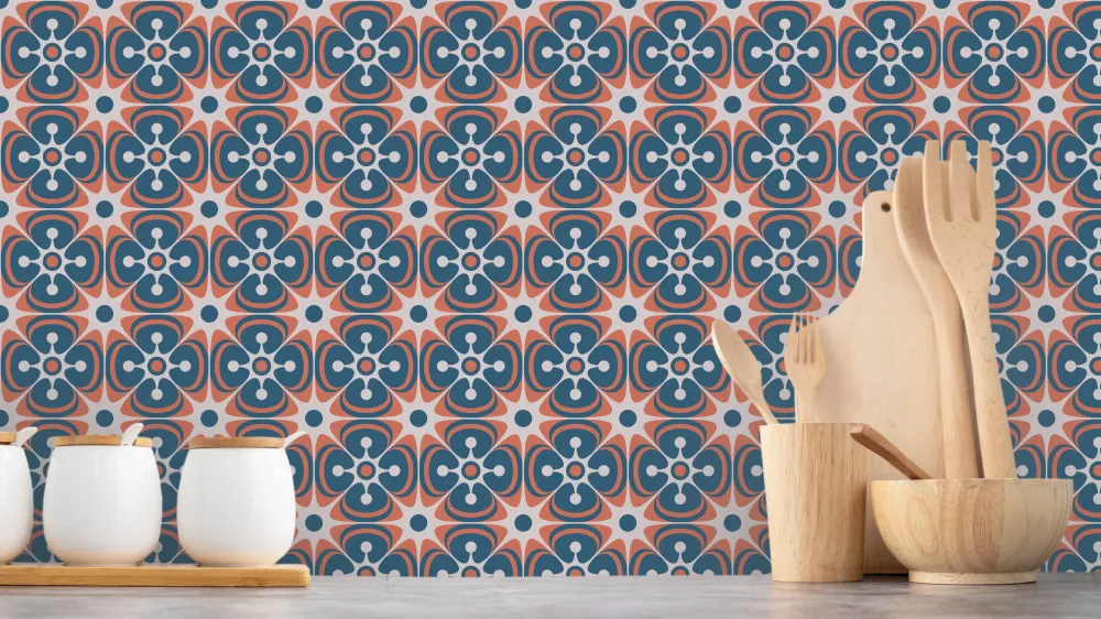 Tile Flowers - RödnBlå - ASTM Certified