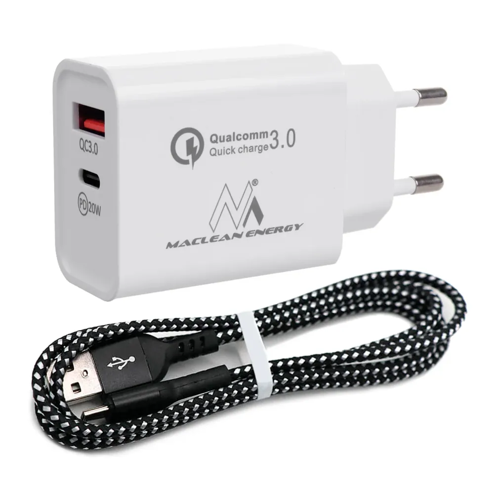 20W Quick Charge Power Delivery USB Type-C-nätladdare plus 1 m kabel
