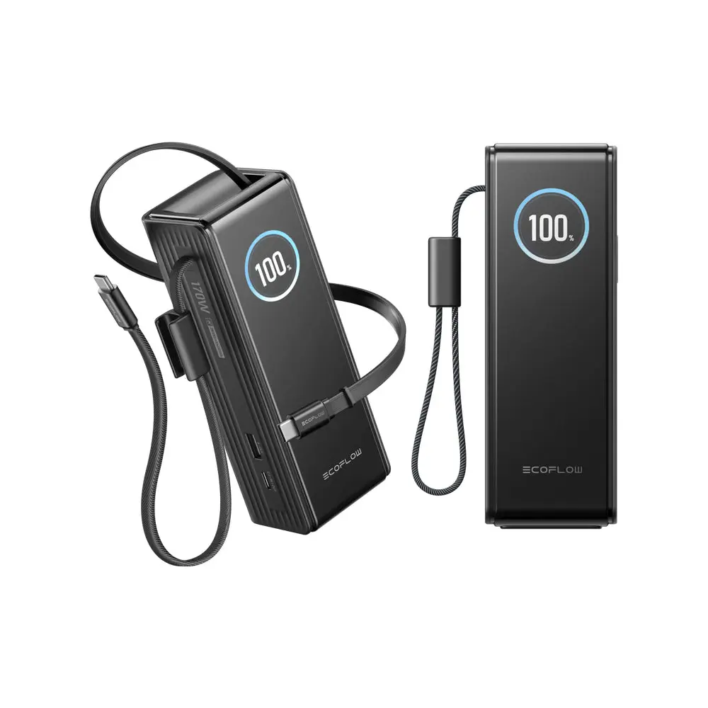 EcoFlow RAPID Inbyggda kablar (25 000 mAh 100/170W) Träkol