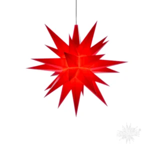 Liten adventsstjärna Herrnhuter röd plast 13 cm + kabelpaket