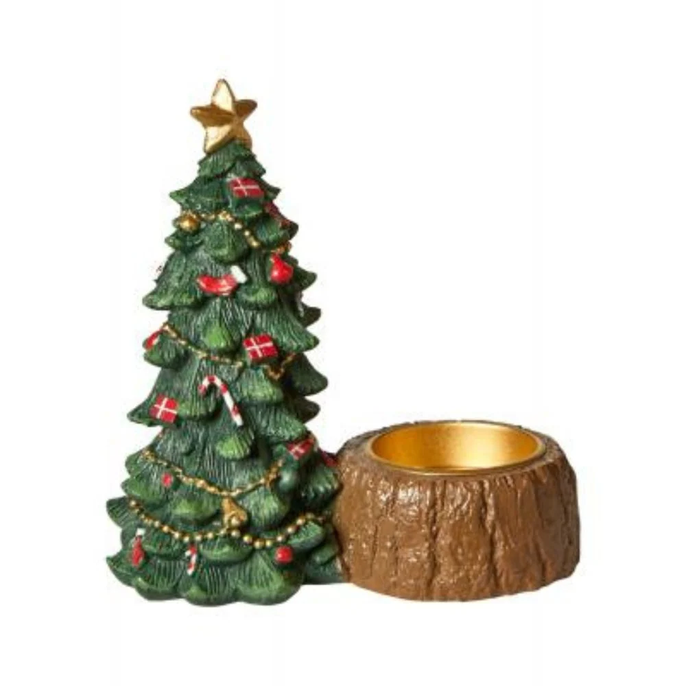 Ljusstake - julgran med stubbe 15,5 cm