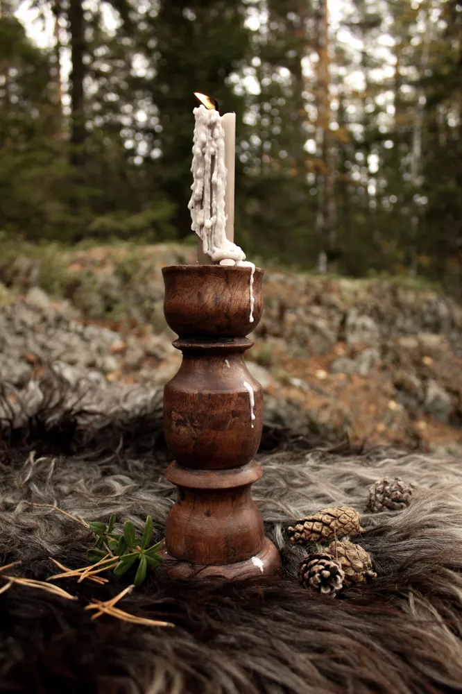Ljusstake i trä för kronljus, 20 cm