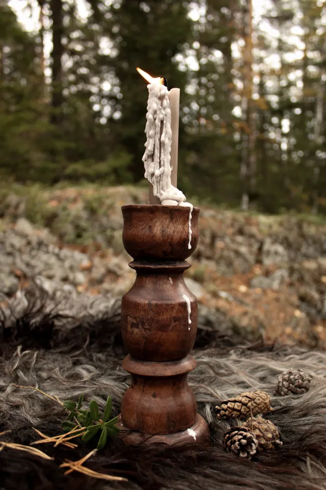 Ljusstake i trä för kronljus, 20 cm