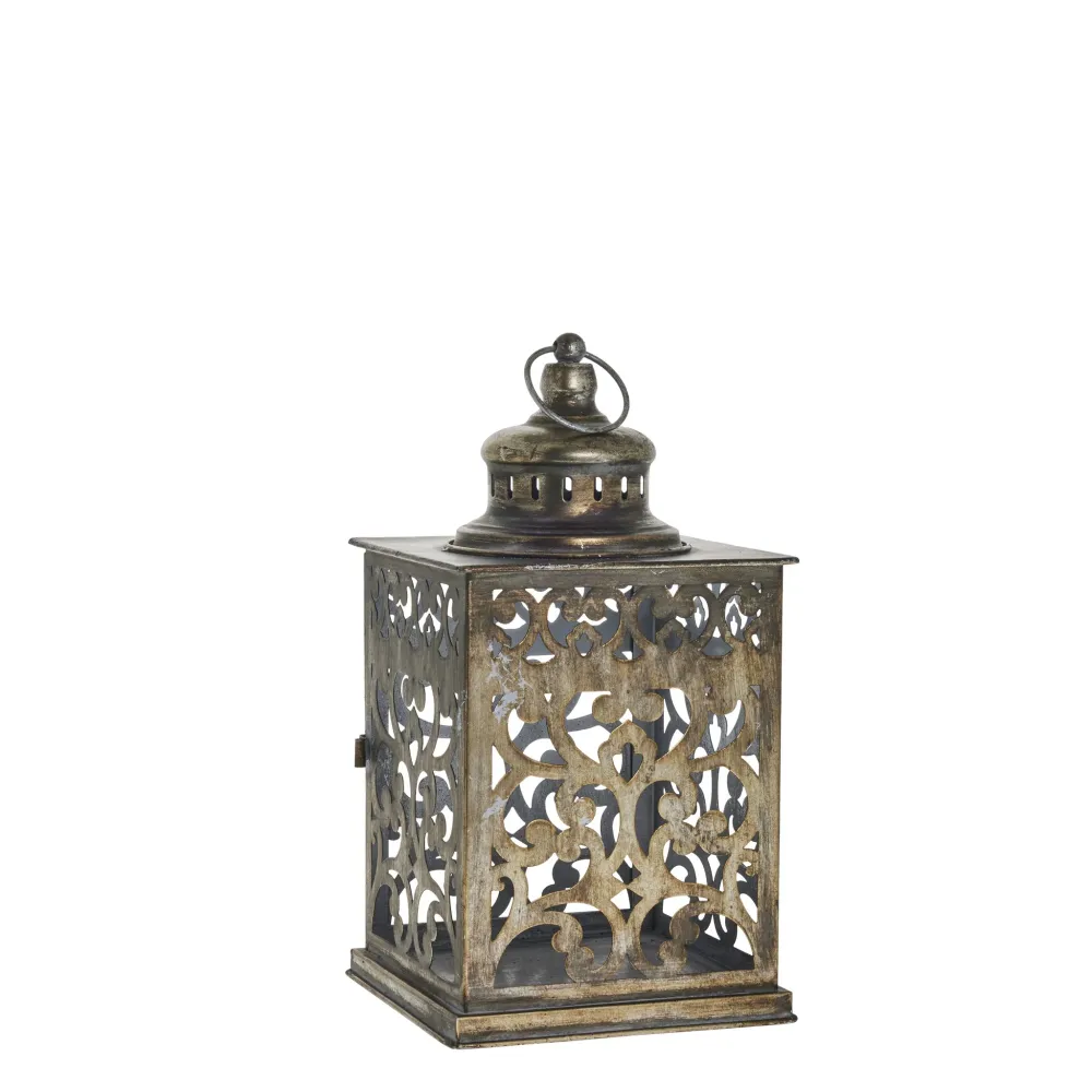 Misella lykta H43,5 cm. antikt metallgrå