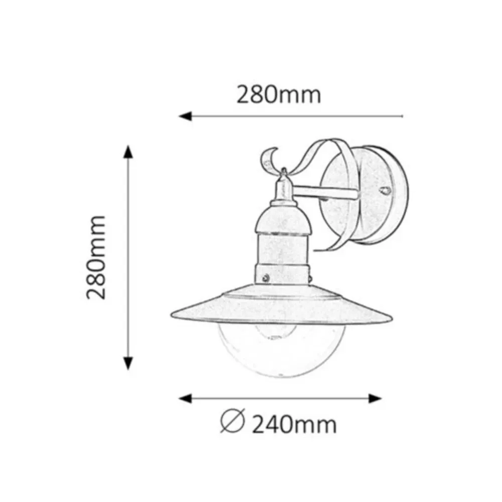 Rabalux vägglampa, utomhus, IP44, E27, max 60W, snö antik, Oslo