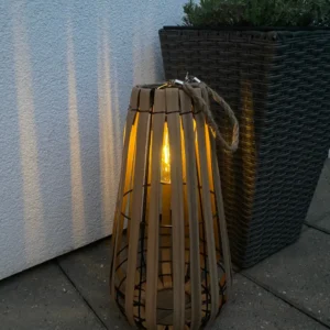 Solcellslykta med glödlampa - 42 cm i brunt