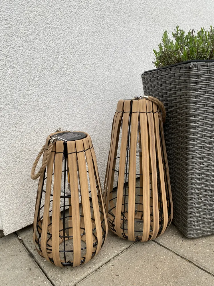 Solcellslykta med glödlampa - 42 cm i brunt