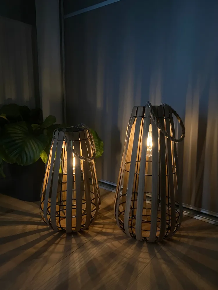 Solcellslykta med glödlampa - 42 cm i brunt