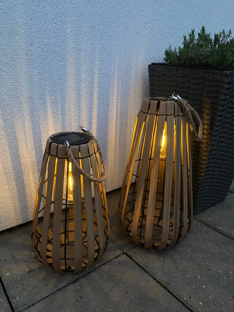 Solcellslykta med glödlampa - 42 cm i brunt
