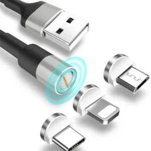 3 1 Usb Magnetisk Laddare Och Datakabel 2 Meter Metallgrå
