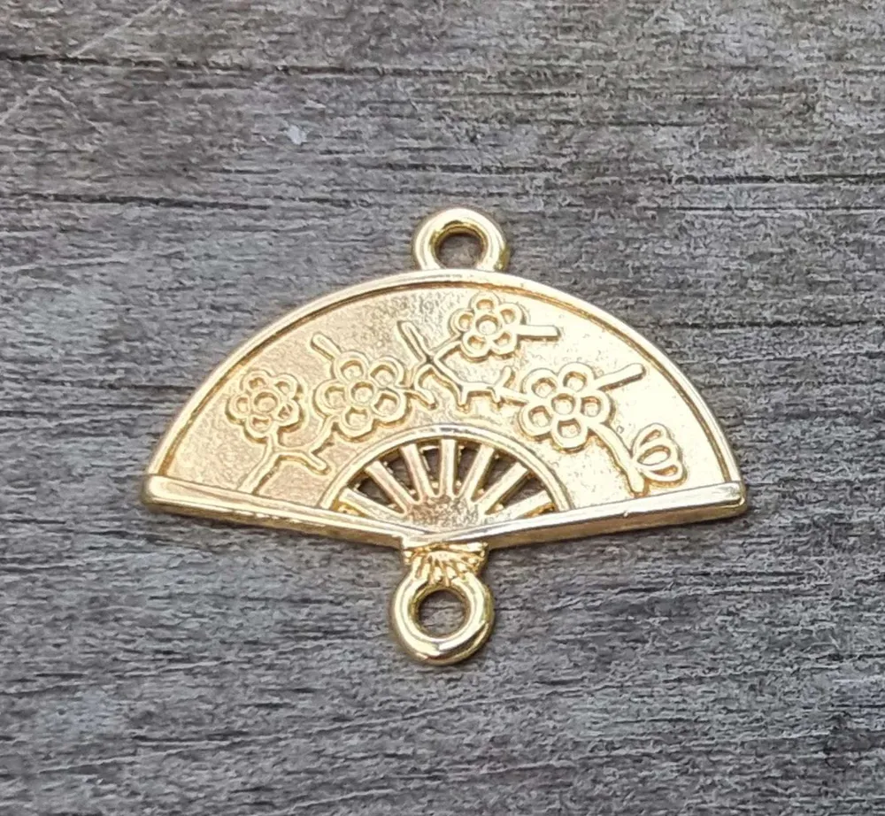Connector 24k guldpläterad - Solfjäder 23x12mm, 1 styck
