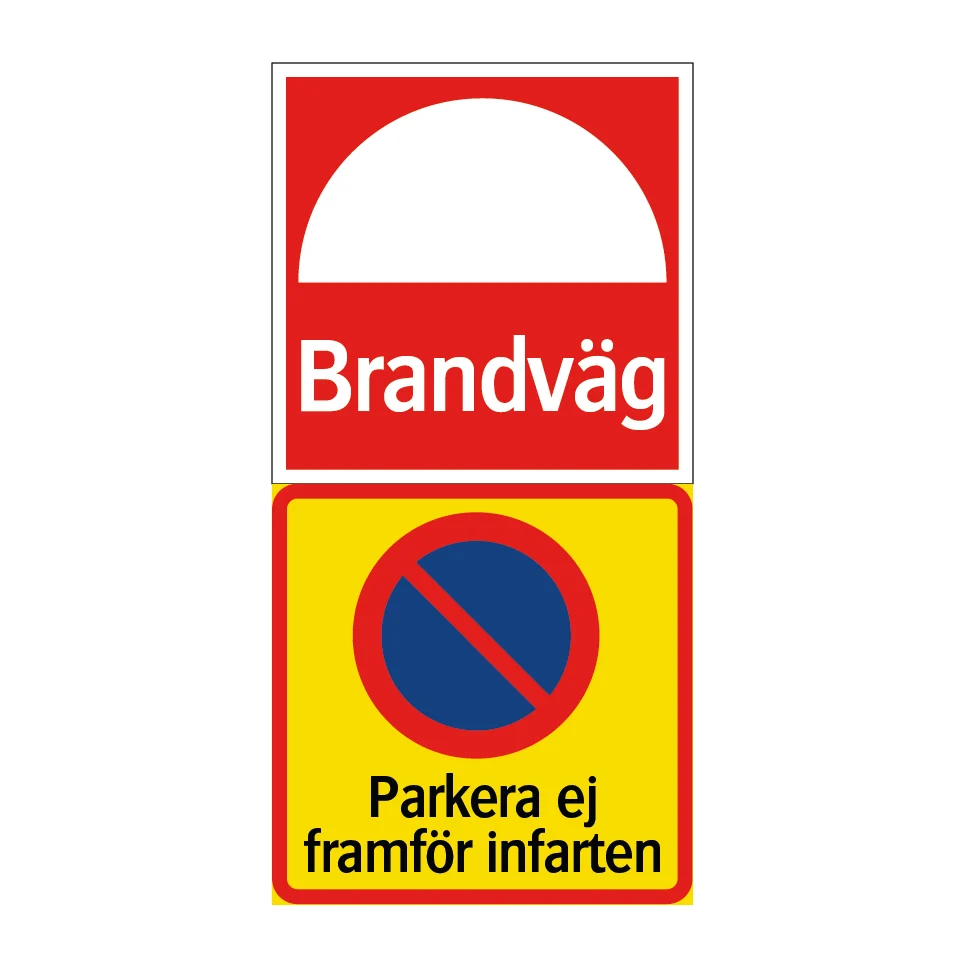Brandväg parkera ej framför infarten 200x400mm