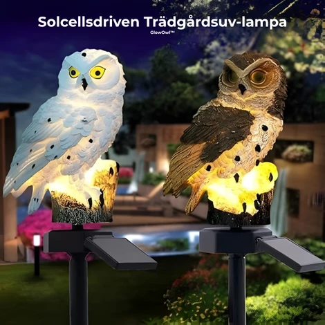 GlowOwl™ – Solcellsdriven Trädgårdsuv-lampa Vit