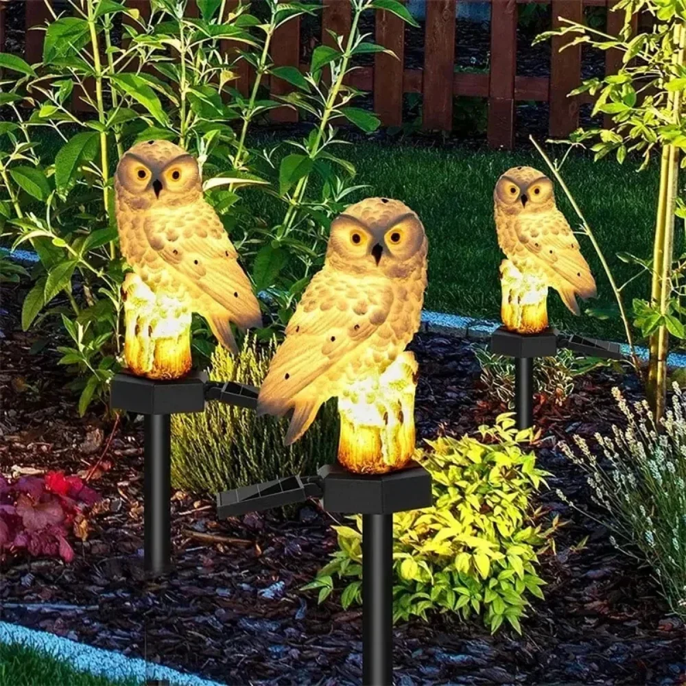 GlowOwl™ – Solcellsdriven Trädgårdsuv-lampa Vit