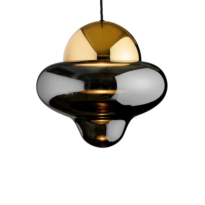 Nutty XL Smoke pendellampa, rökfärgad/guld • Design Us
