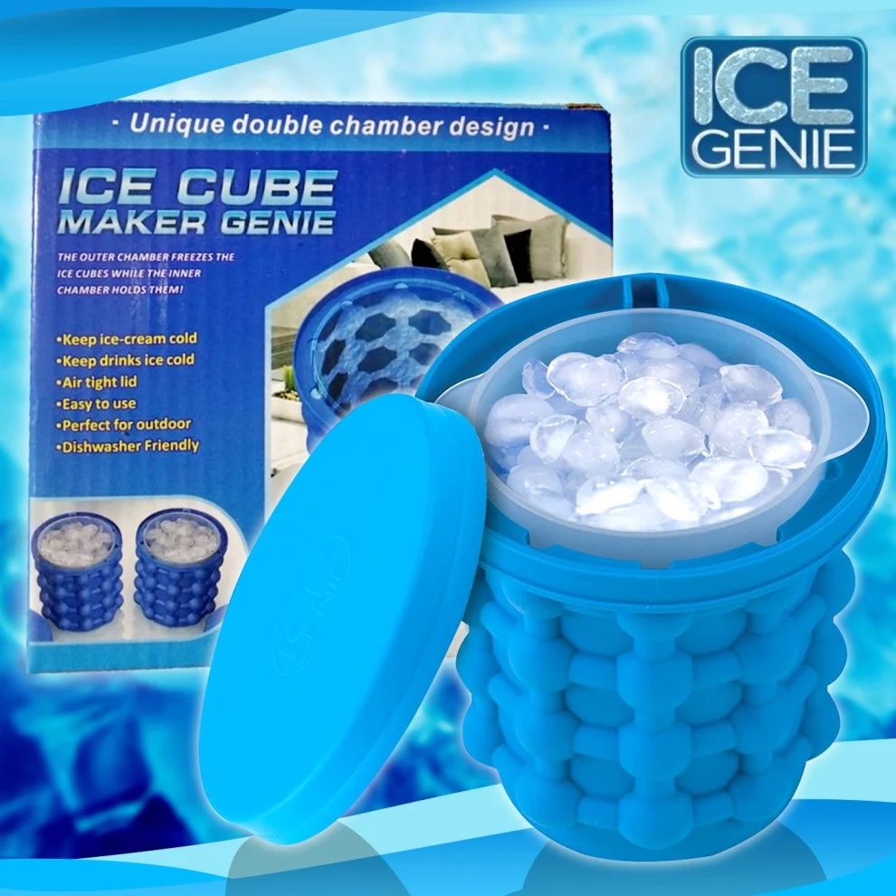 Självstängande Isbitsbricka Silikon Med Lock - Ice Cube Maker Genie
