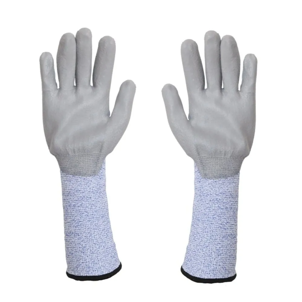 TK Gloves Shark Blue Long 12 Par Arbetshandskar Belagda Med Polyuretan Förlängda Manschettskyddsarbetshandskar Storlek 10