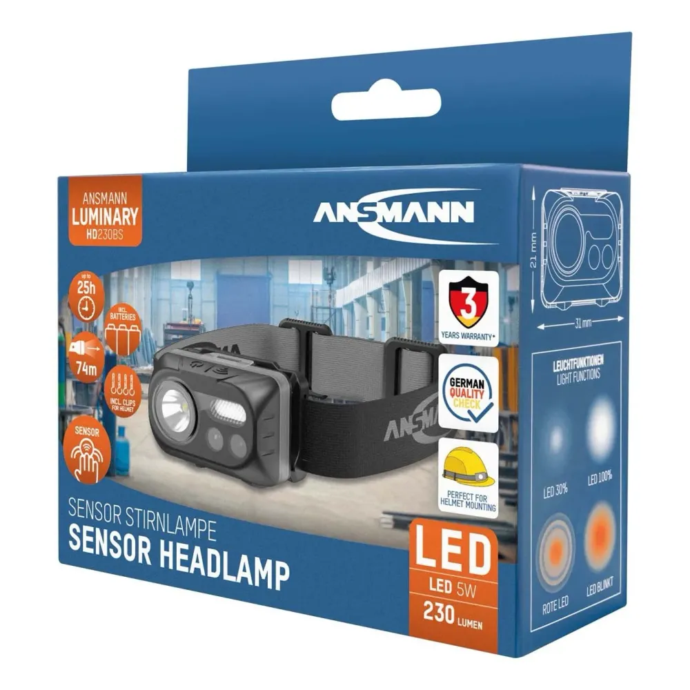 Pannlampa HD230BS med sensor Ansmann