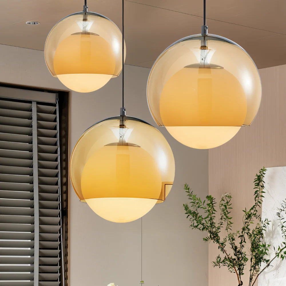 AmberDuo – Vintage Glaspendellampa i Bauhaus-Stil