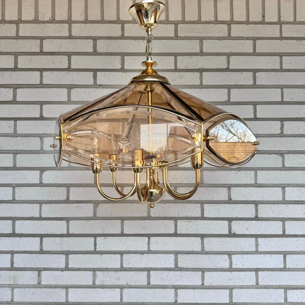 Ceiling lamp fumé glass from 1970s