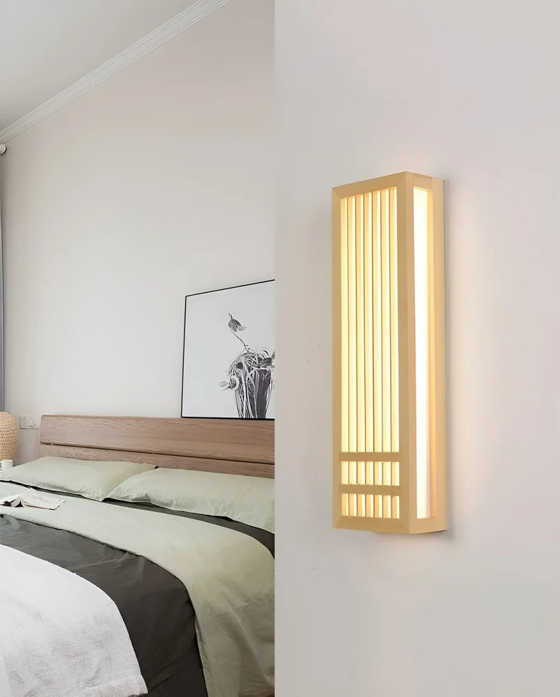 DoaGlow Japansk Vägglampa av Trä - Up-to-date Japansk Belysning av Trä och Akryl