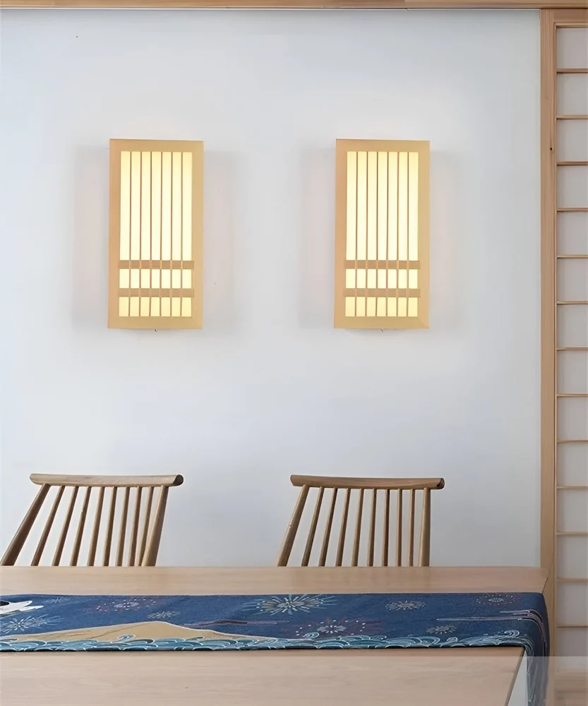 DoaGlow Japansk Vägglampa av Trä - Up-to-date Japansk Belysning av Trä och Akryl