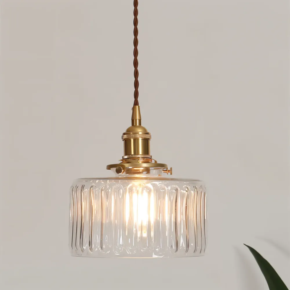 GlamourGlass – Old-style Grön Pendellampa i Cylindrisk Glasdesign Gron