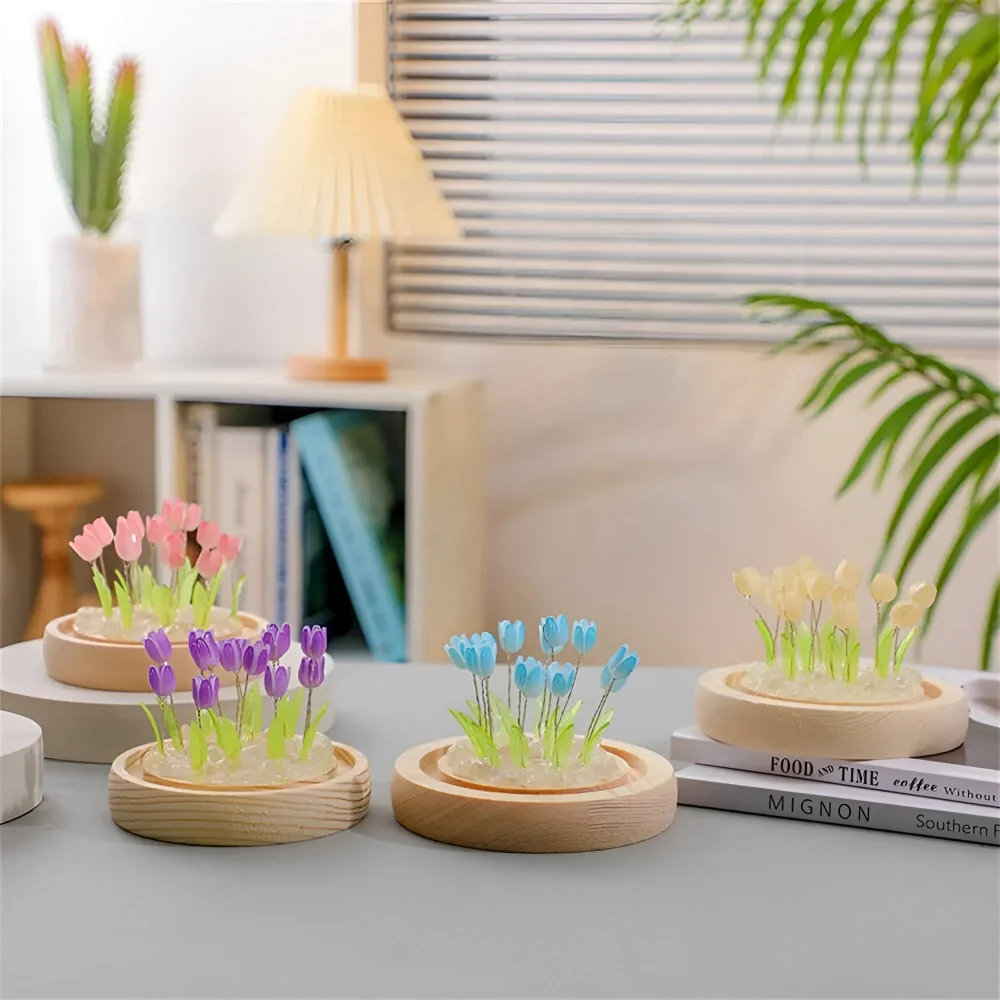 ArtifiTulip Bordslampa - Charmigt DIY LED Blomster Nattljus Rod