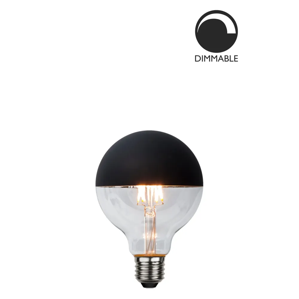 Ljuskälla E27 LED Glob 95mm Toppförspeglad Träkol 2,8W