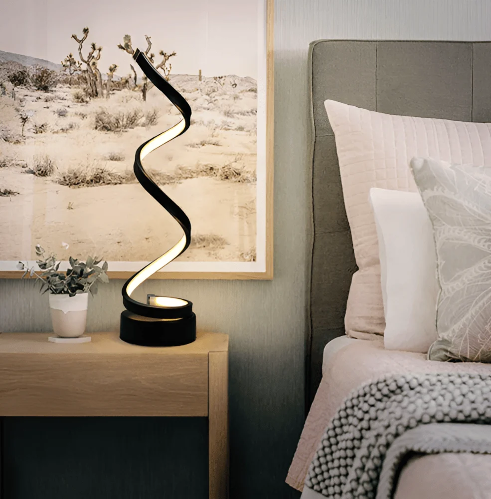 Radiant Curve - Spiralformad LED-Bordslampa med Touchkontroll Svart