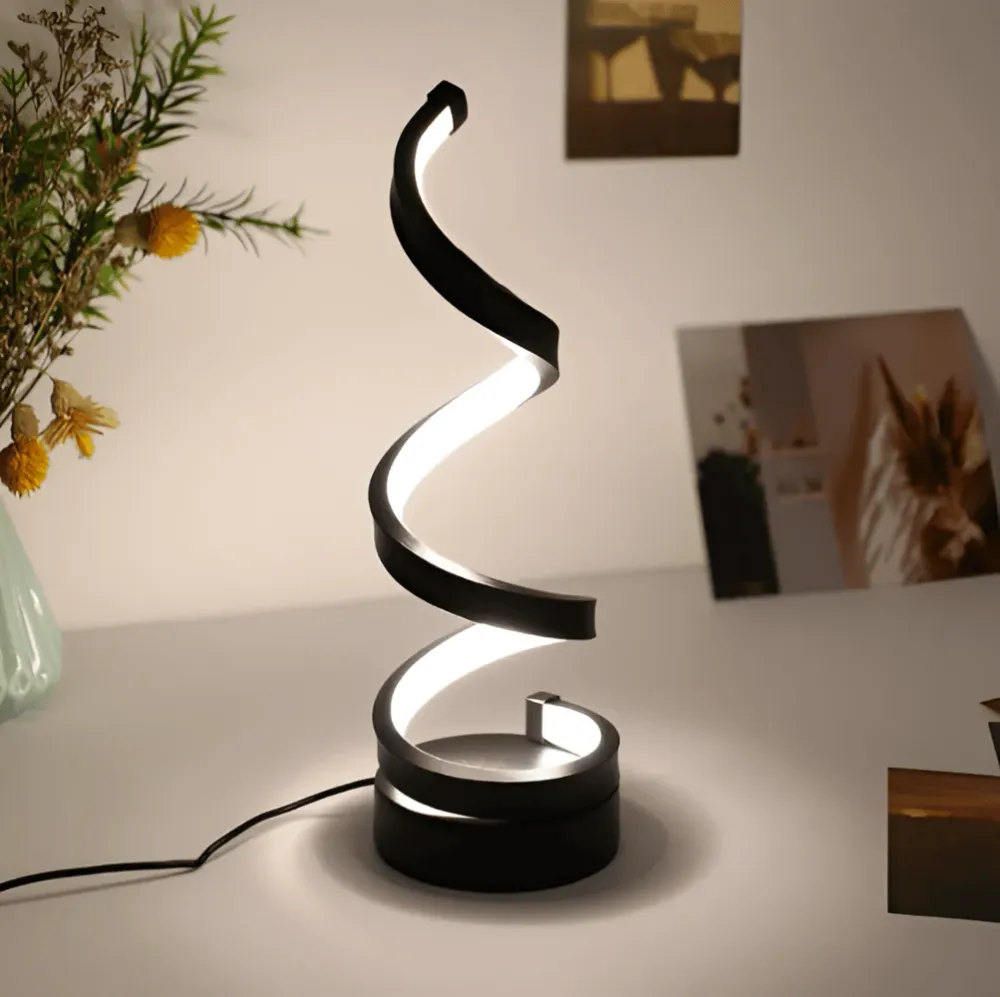 Radiant Curve - Spiralformad LED-Bordslampa med Touchkontroll Svart