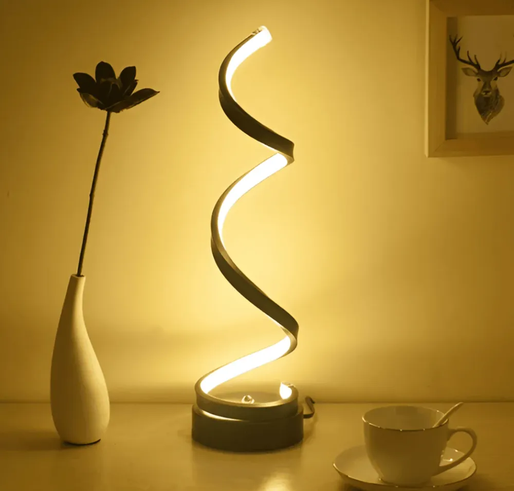 Radiant Curve - Spiralformad LED-Bordslampa med Touchkontroll Svart