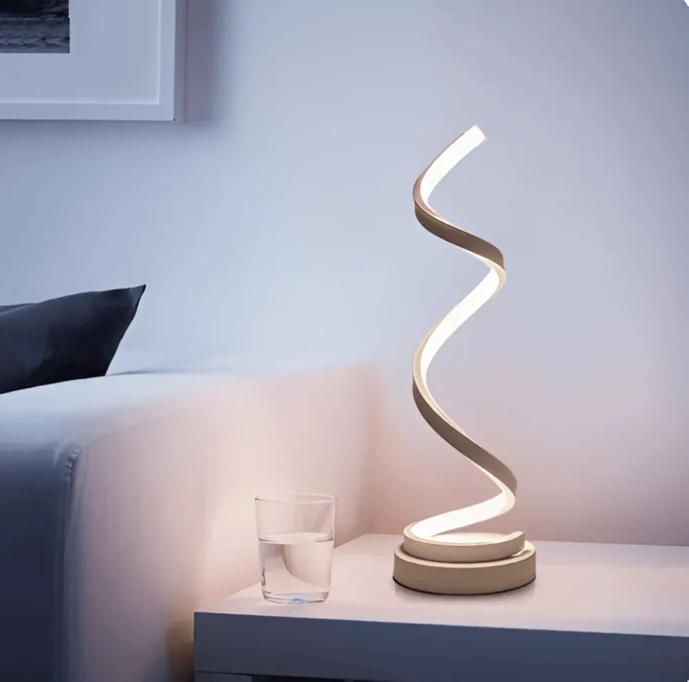 Radiant Curve - Spiralformad LED-Bordslampa med Touchkontroll Svart