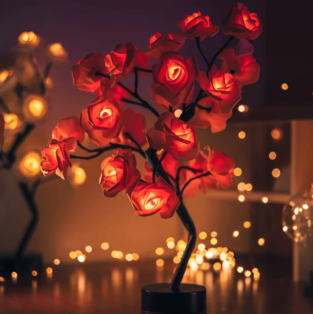 Rosenblomsträd - LED-Nattlampa - Nattlampa Compatible Alexa Beige
