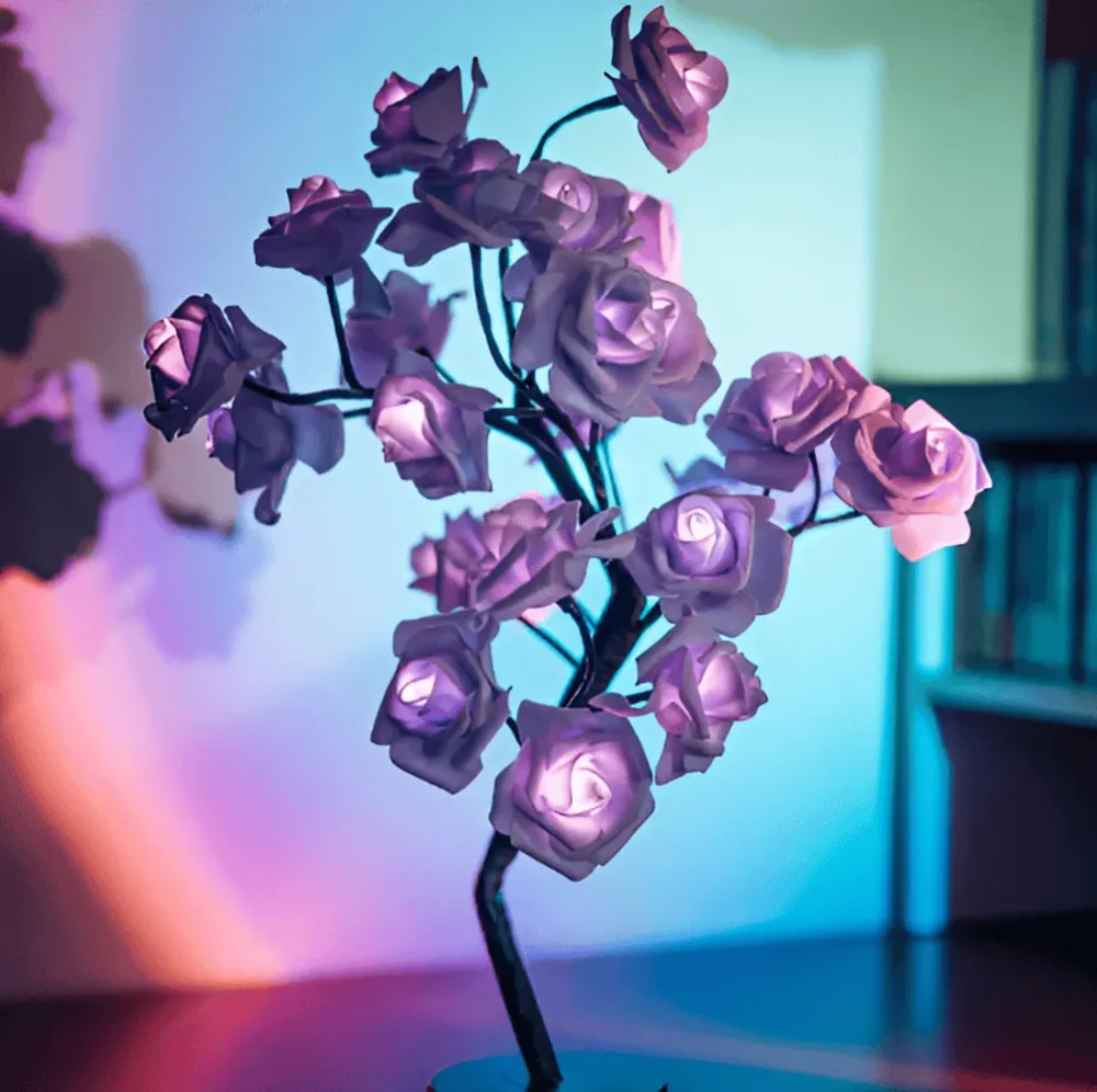 Rosenblomsträd - LED-Nattlampa - Nattlampa Compatible Alexa Beige