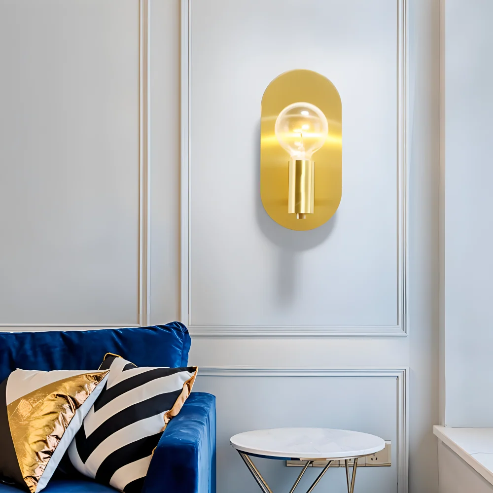 Cu Vägglampa - Polerad Guldplatta Vägglampa - Dagens Vägglampa Design - Vägglampor LED Inomhus