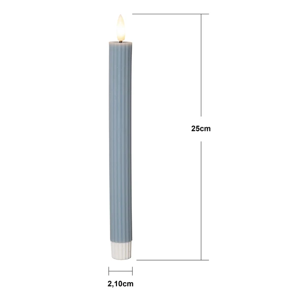 LED Antikljus pair-set Flamme Stripe 25 cm Blå