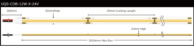 Ledstrip COB 24V 12w/m 1060lm/m 6500K IP20 5m-rulle