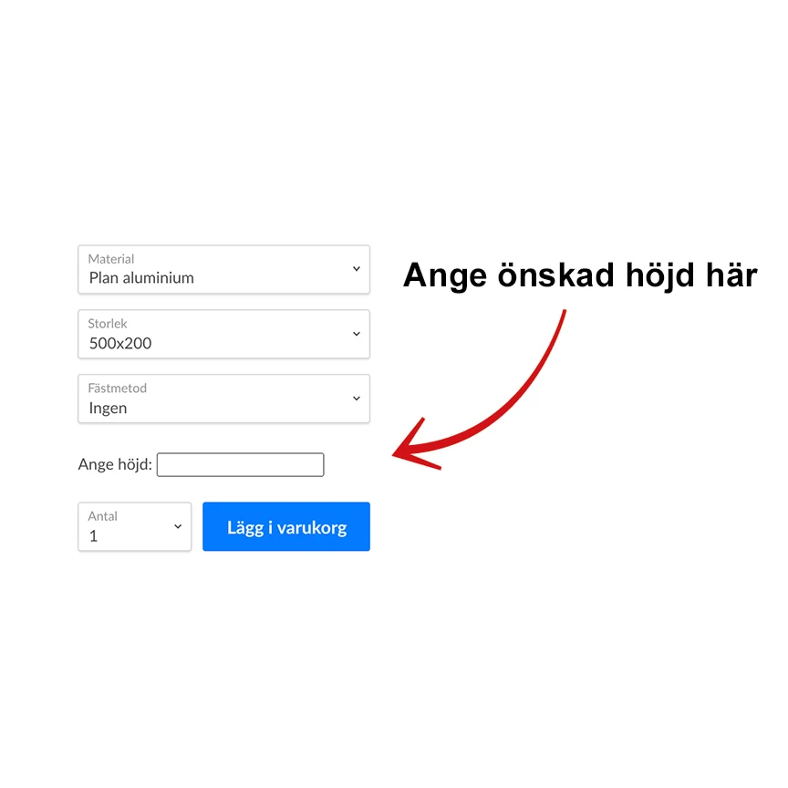 Max höjd angivet i centimeter 500x200mm