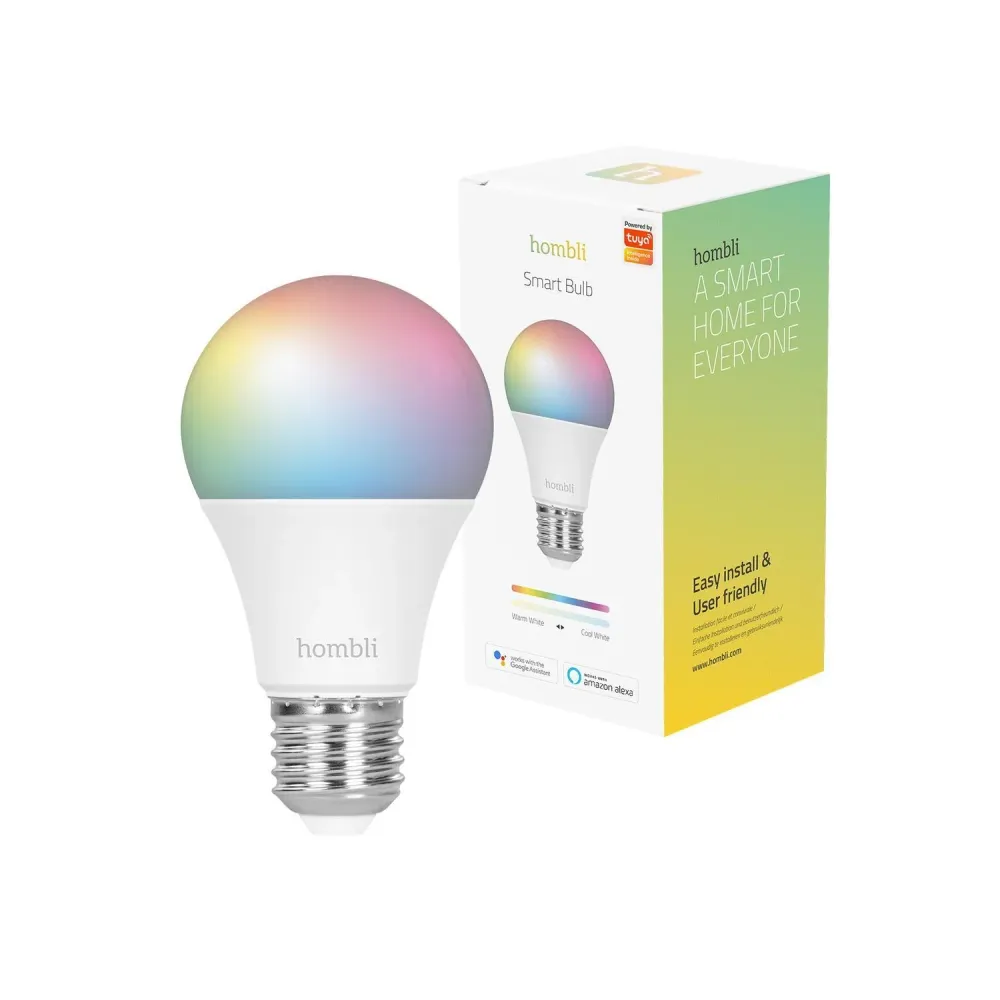 Automated lampa, WiFi, Hombli Smart Bulb E27, LED, RGB & CCT, 9W, Dimbar, Multifärg