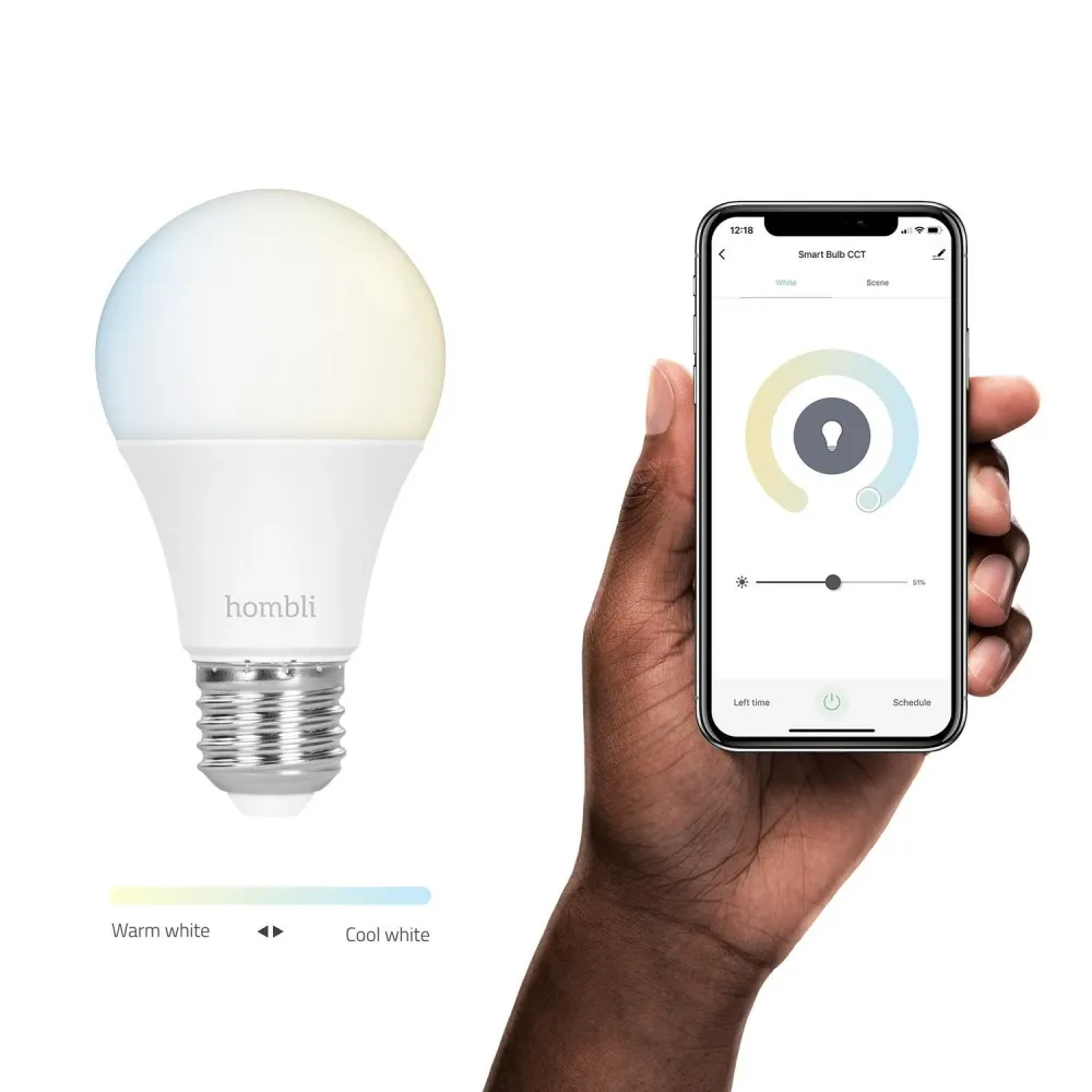Automated lampa, WiFi, Hombli Smart Bulb E27, LED, CCT, 9W, Dimbar 2/fp