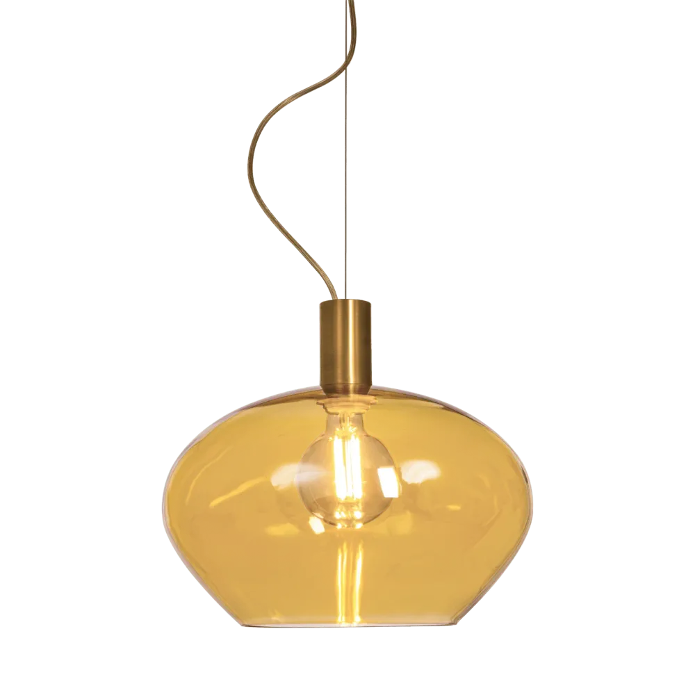 BELL taklampa 35cm, matte mässing/amber